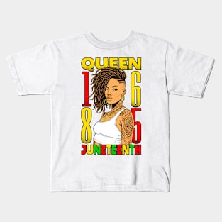 Juneteenth Black Queen Tattooed Inked Loc’d Hair Girl 1865 Kids T-Shirt